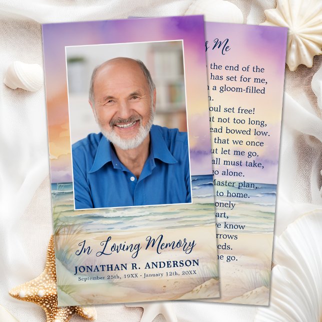 Sunset Beach Funeral Photo Memorial Prayer Card (Creator Uploaded)