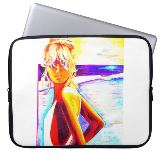Sunset Beach Girl Laptop Sleeve (Front)