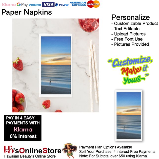 Sunset Beach Guest Towel Paper Napkins 14 (Sunset Beach Tables Kitchen Restaurant Decor Paper Guest Towels 14.)