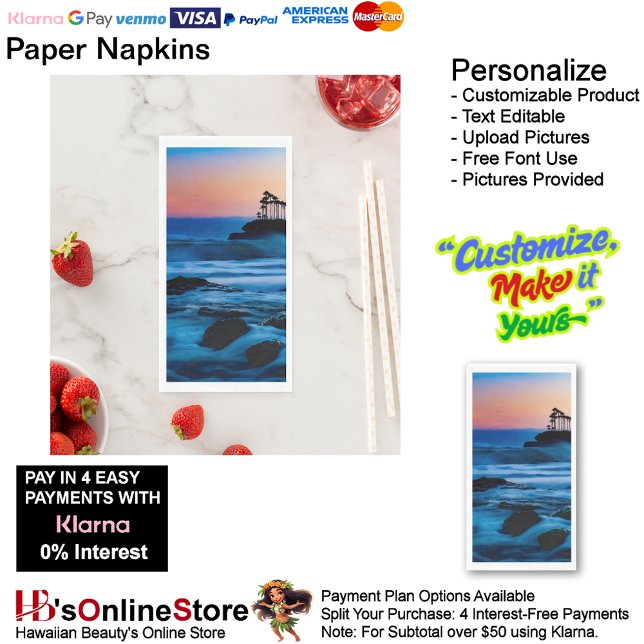 Sunset Beach Guest Towel Paper Napkins 4 (Sunset Beach Tables Kitchen Restaurant Decor Paper Guest Towels 4.
)