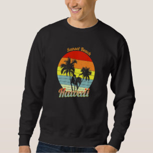 Sunset Beach Hawaii Retro Tropical Palm Trees Vaca Sweatshirt
