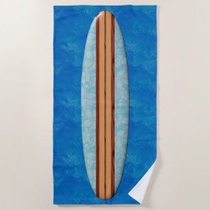 Sunset Beach Hawaiian Faux Wood Surfboard - Aqua Towel