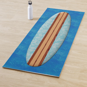 Sunset Beach Hawaiian Longboard Surfboard Aqua Yoga Mat