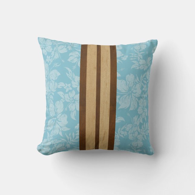 Sunset Beach Hawaiian Surfboard Square Pillows (Front)