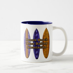 Sunset Beach Hawaiian Surfboards Wave Riders Two-Tone Coffee Mug