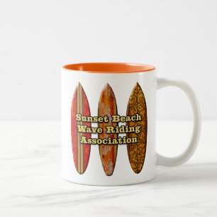 Sunset Beach Hawaiian Surfboards Wave Riders Two-Tone Coffee Mug
