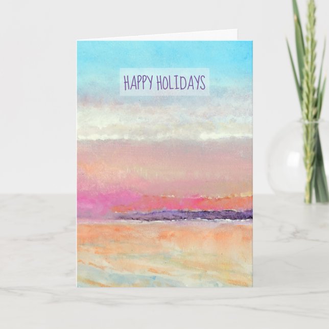 Sunset Beach Holiday Greetings Card (Front)