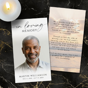 Sunset Beach In Loving Memory Photo Prayer Card