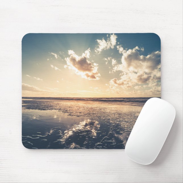 Sunset Beach Landscape Photo Mouse Pad (With Mouse)