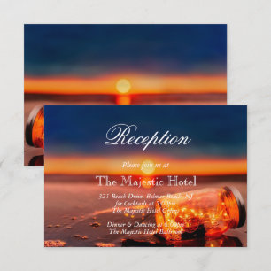 Sunset Beach Mason Jar Blue Night Reception Card