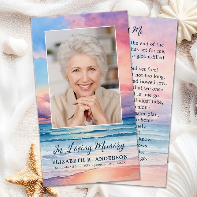 Sunset Beach Memorial Photo Funeral Prayer Card (Creator Uploaded)