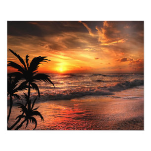 SUNSET BEACH NATURE BEAUTY PHOTO PRINT