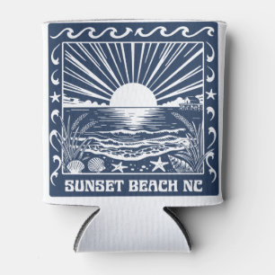 Sunset Beach NC Vintage Coastal Sunset  Can Cooler