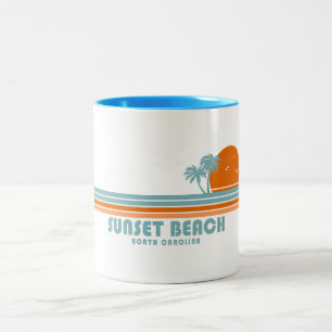 Sunset Beach North Carolina Sun Palm Trees Two-Tone Coffee Mug