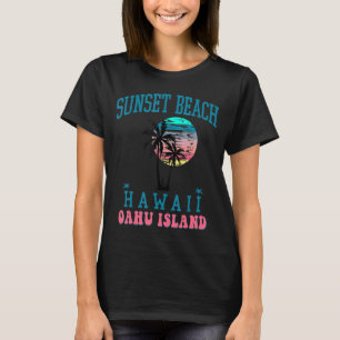 Sunset Beach Oahu Island Hi Beach Palm Trees Summe T-Shirt