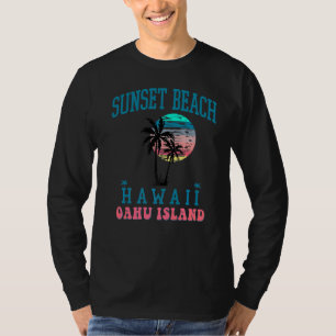 Sunset Beach Oahu Island Hi Beach Palm Trees Summe T-Shirt