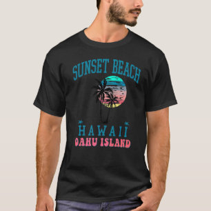 Sunset Beach Oahu Island Hi Beach Palm Trees Summe T-Shirt