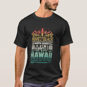 Sunset Beach Oahu North Shore Hawaii Surf Retro Ti T-Shirt