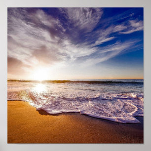 SUNSET BEACH OCEAN BEAUTIFUL TROPICAL POSTER