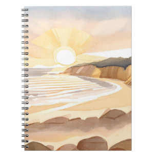 Sunset Beach   Ocean Watercolor Coastal Notebook