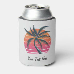 Sunset Beach Palm Tree Summer Vacation Custom Can Cooler