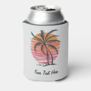 Sunset Beach Palm Tree Summer Vacation Custom Can Cooler