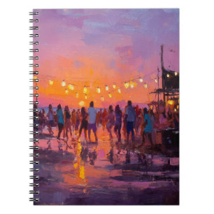 Sunset Beach Party Lantern Art Notebook