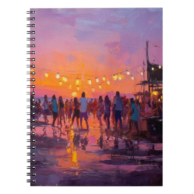 Sunset Beach Party Lantern Art Notebook (Front)