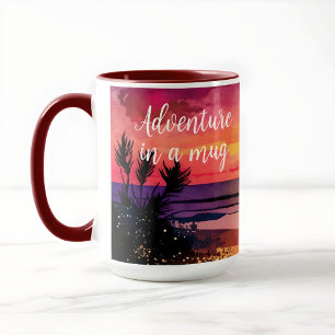 Sunset beach personalised adventure coffee mug