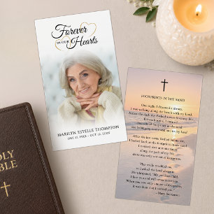 Sunset Beach Photo Footprints in Sand Prayer Card