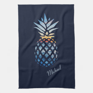 Sunset Beach Pineapple Custom Housewarming Host Tea Towel