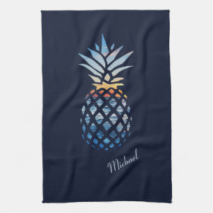 Sunset Beach Pineapple Custom Tea Towel