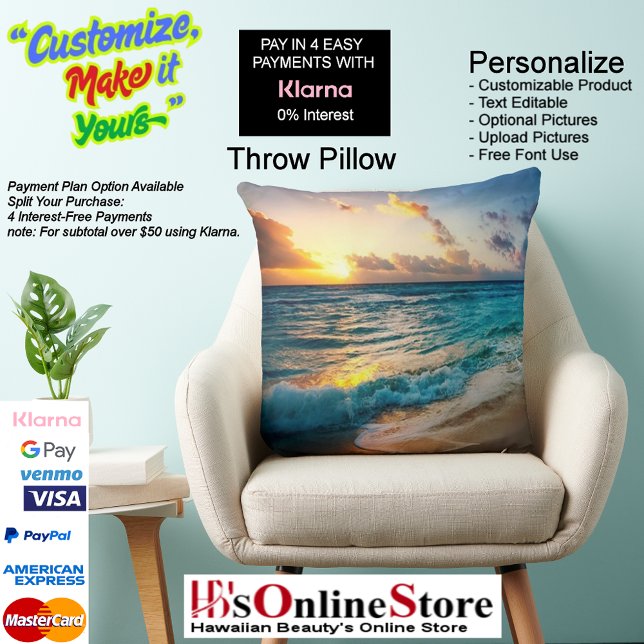 Sunset Beach Polyester Throw Pillow 19 (Sunset Beach Square Polyester Large Pillow 19.)