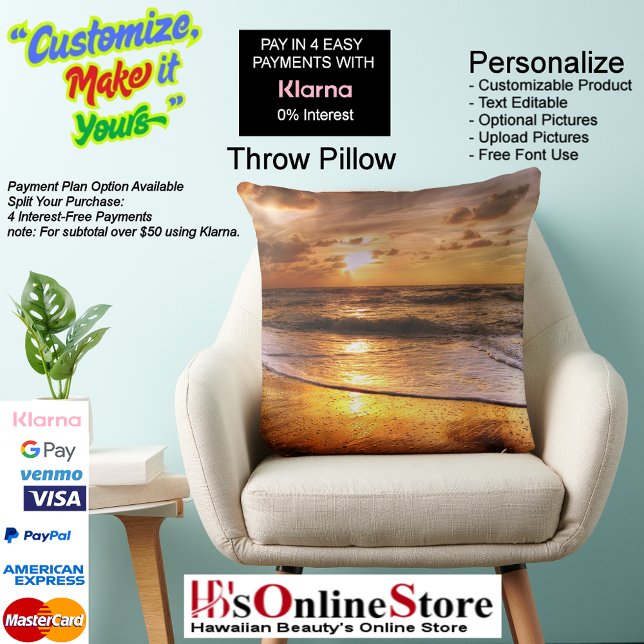 Sunset Beach Polyester Throw Pillow 44 (Sunset Beach Polyester Large Throw Pillow 44.)