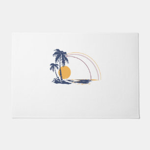 sunset beach rainbow palms doormat
