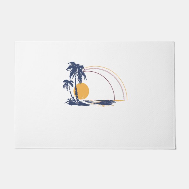 sunset beach rainbow palms doormat (Front)