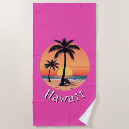Sunset beach retro beach towel