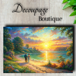 Sunset Beach Romance Decoupage Tissue Paper