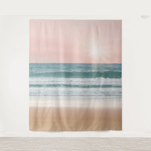 Sunset Beach Rosy Ocean Mural   Wall Tapestry