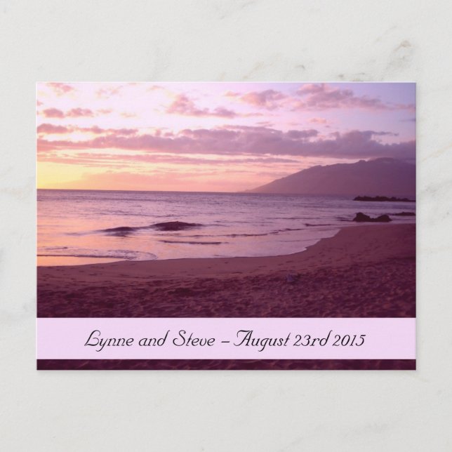 Sunset Beach Save the Date Announcement Postcard (Front)