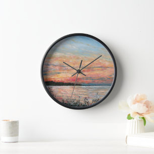 Sunset Beach Shoreline Painting Clock