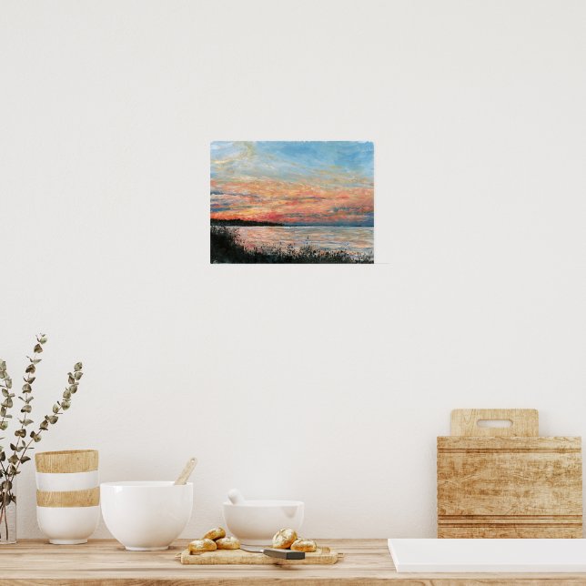 Sunset Beach Shoreline Poster (Kitchen)