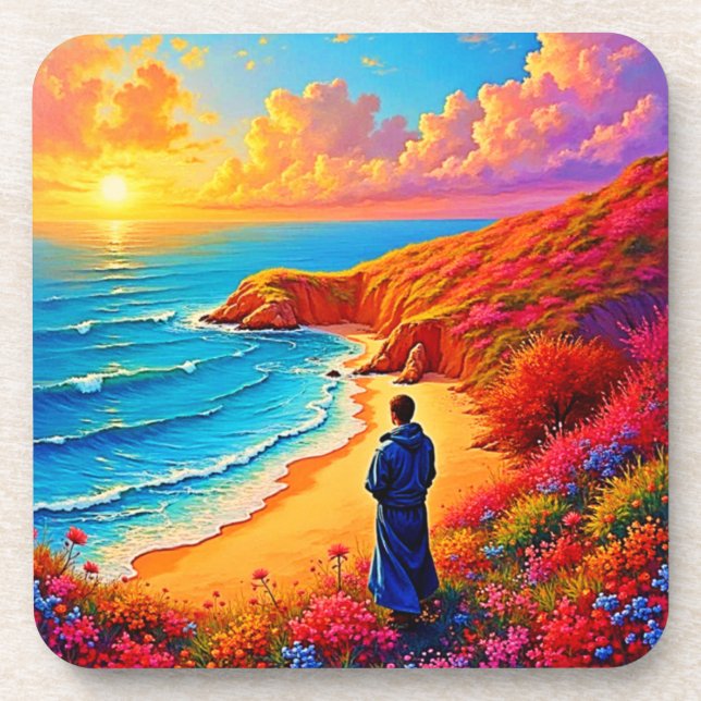 Sunset Beach Solitude Serenity Design Coaster (Front)