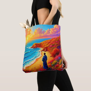 Sunset Beach Solitude Serenity Design Tote Bag