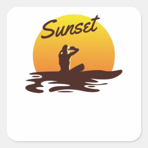 Sunset Beach Square Sticker