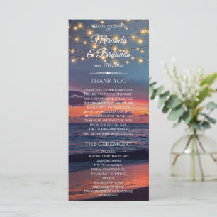 Sunset Beach String Light Summer Wedding Program