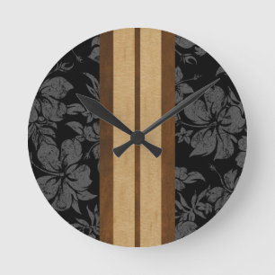 Sunset Beach Surfboard Hawaiian Wall Clocks