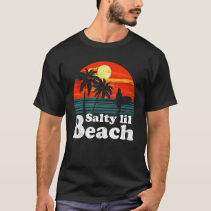 Sunset Beach Surfing Palm Tree Vintage Retro Salty T-Shirt