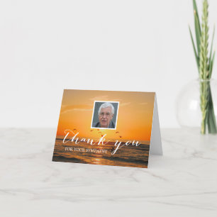 Sunset Beach Sympathy Memorial Photo Thank You
