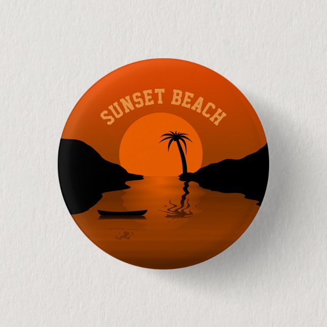 Sunset Beach Tropical Art 3 Cm Round Badge (Front)